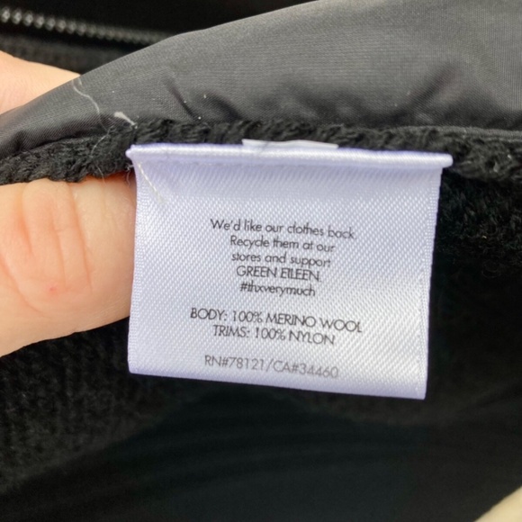 Eileen Fisher 100% Merino Wool Full Zip Sweater Jacket Coat Womens Medium Black - Picture 6 of 7